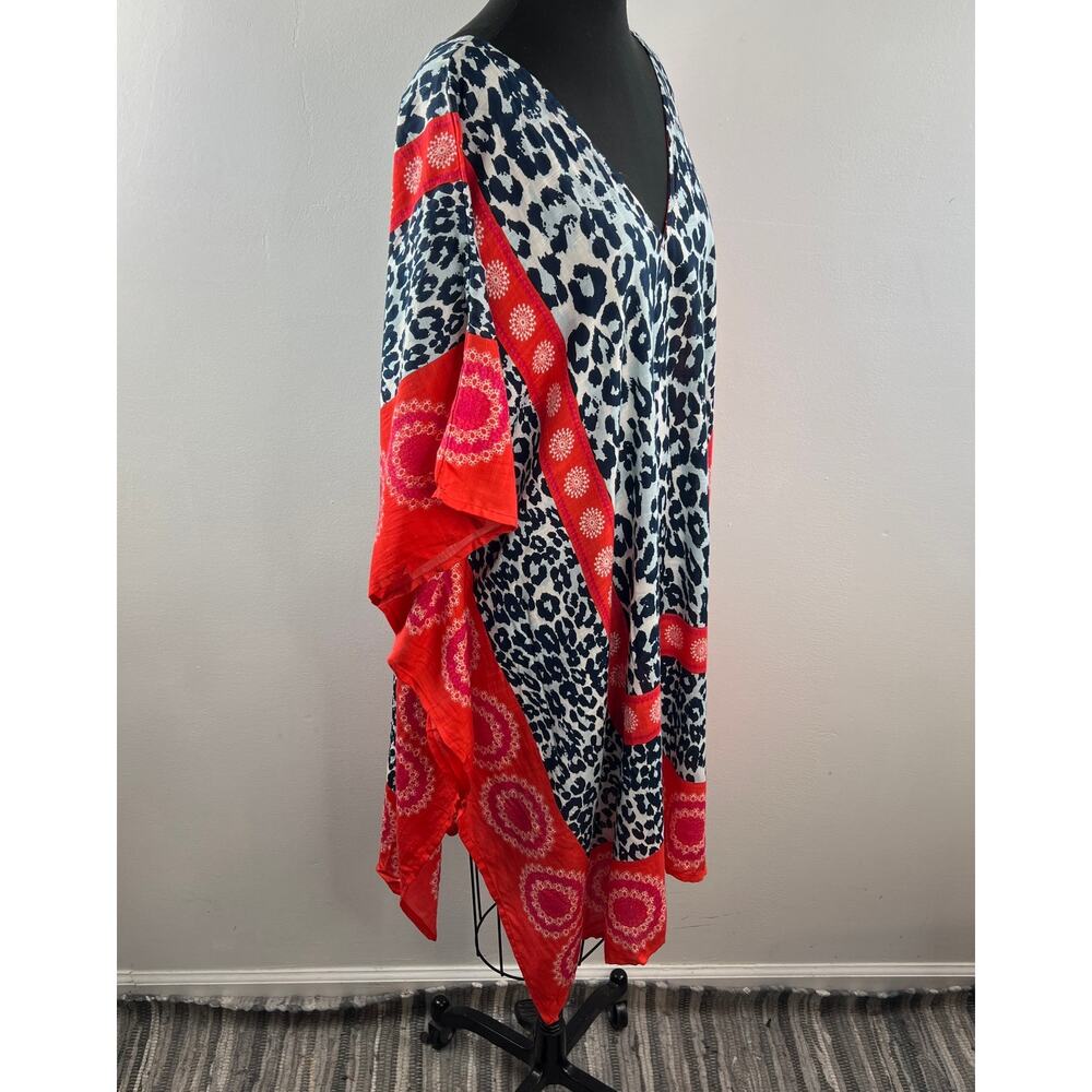 T+C Theodora & Callum Leopard Print Kaftan Red V-… - image 4